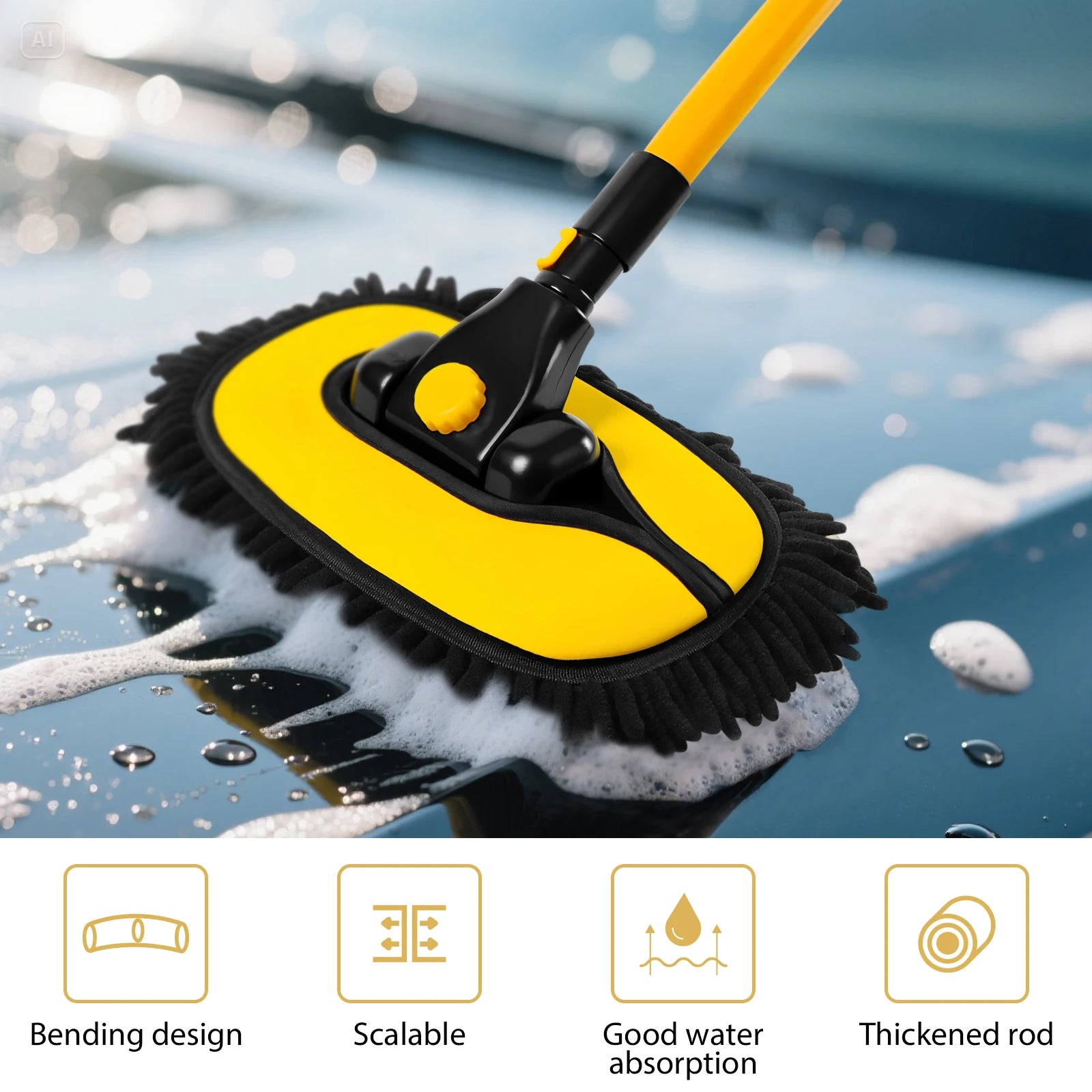 Extendable Car Wash Brush – Long Handle Microfibre Cleaner